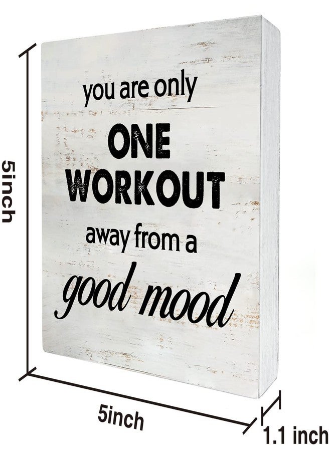 MAVOTEN Rustic Good Mood Wood Box Sign Motivational Fitness Wooden Box Sign Farmhouse Home Home Gym Desk Shelf Decor Uplifting Gift (5 X 5 Inch) - Image 2